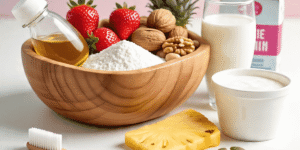 Visual guide showing 5 dentist-approved methods to whiten yellow teeth at home with timelines