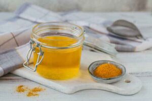 Homemade turmeric natural mouthwash for gum health