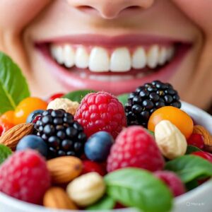 Superfoods for healthy teeth and gums include nuts and fruits