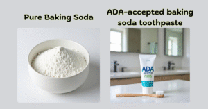 Comparing pure baking soda versus dentist-recommended baking soda toothpaste.