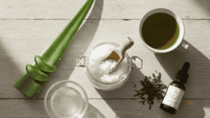 coconut oil, aloe vera and green tea extract to cure gum disease
