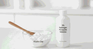 homemade toothpaste contain Kaolin Clay + Hydrogen Peroxide