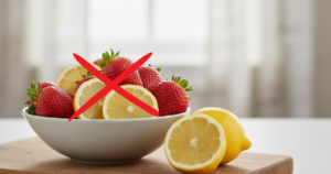 Lemon Juice & Strawberries contain acids which can erode enamel